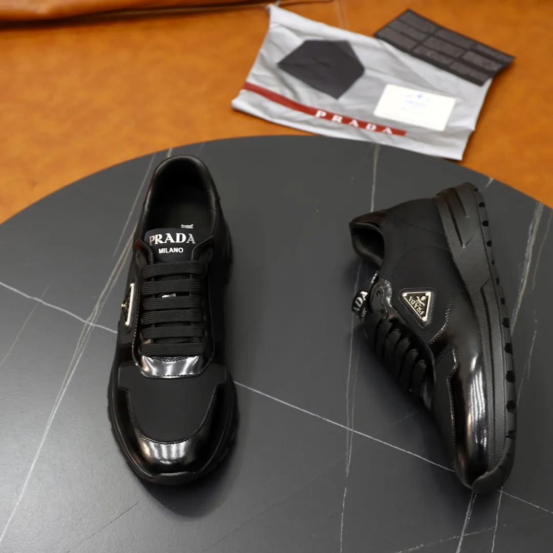 Men's shoes 💰600💰🙅‍♂️🙅‍♂️🙅‍♂️ [PRADA] Prada - High-end quality original order - Upper: Nappa calfskin, tumbled calfskin spliced stretch cloth surface, tongue high frequency brand logo - Lining: water-dyed cowhide - Outsole: ultra-light TPU foam rubber; two-color molded outsole -Ultra-high quality control and fine workmanship: outstanding (high-end, extravagance, grade) -Size: 38-44 (45 can be customized)
